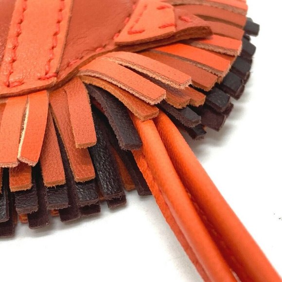 HERMES zebra Gee Gee Savannah strap Bag Charm Lambskin Leather Orange - Picture 16 of 16